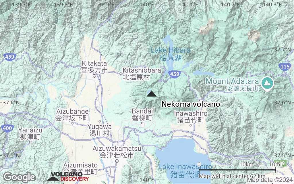 Terrain-type map of Nekoma volcano (scale of 10s of km)