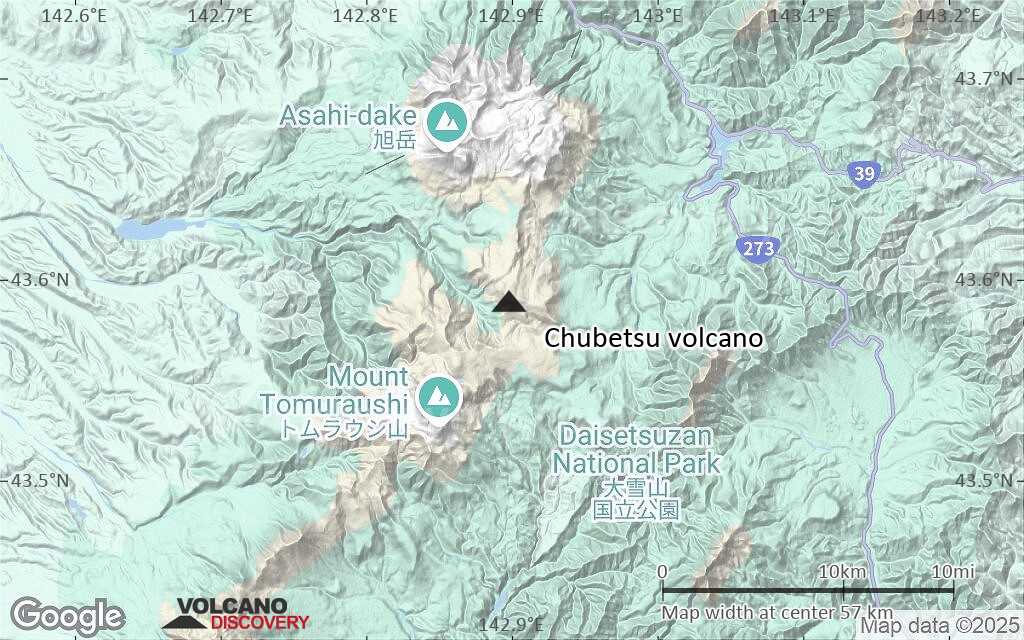 Terrain-type map of Chubetsu volcano (scale of 10s of km)