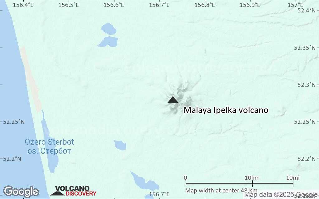 Terrain-type map of Malaya Ipelka volcano (scale of 10s of km)