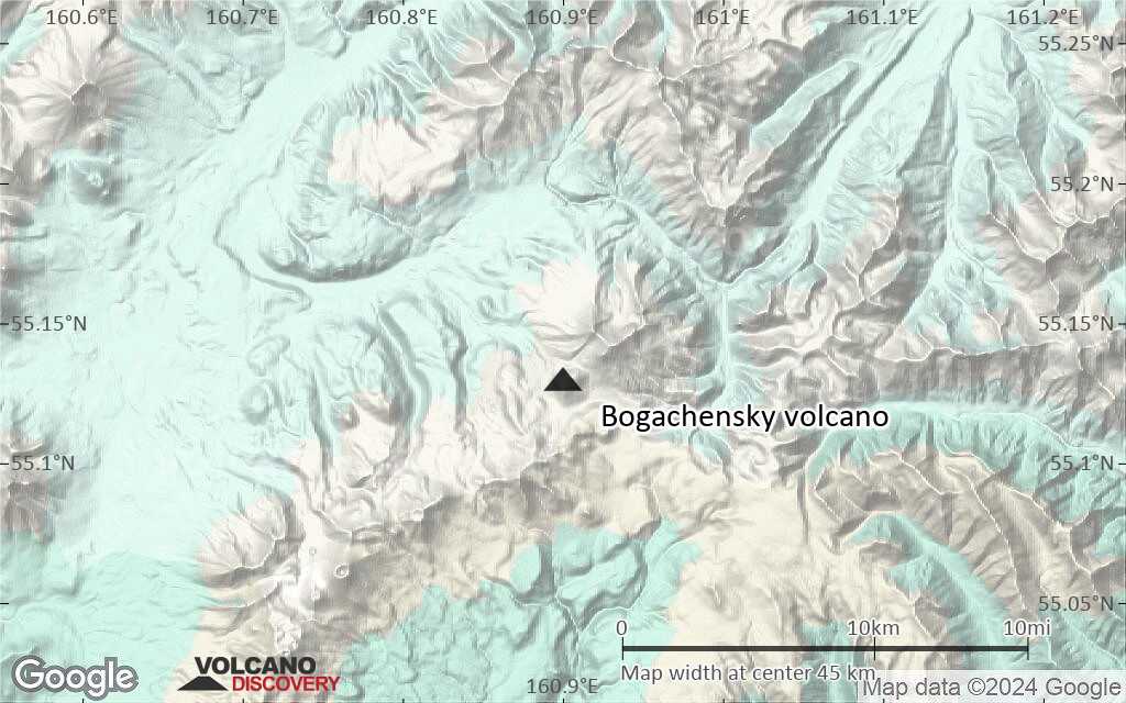 Terrain-type map of Bogachensky volcano (scale of 10s of km)
