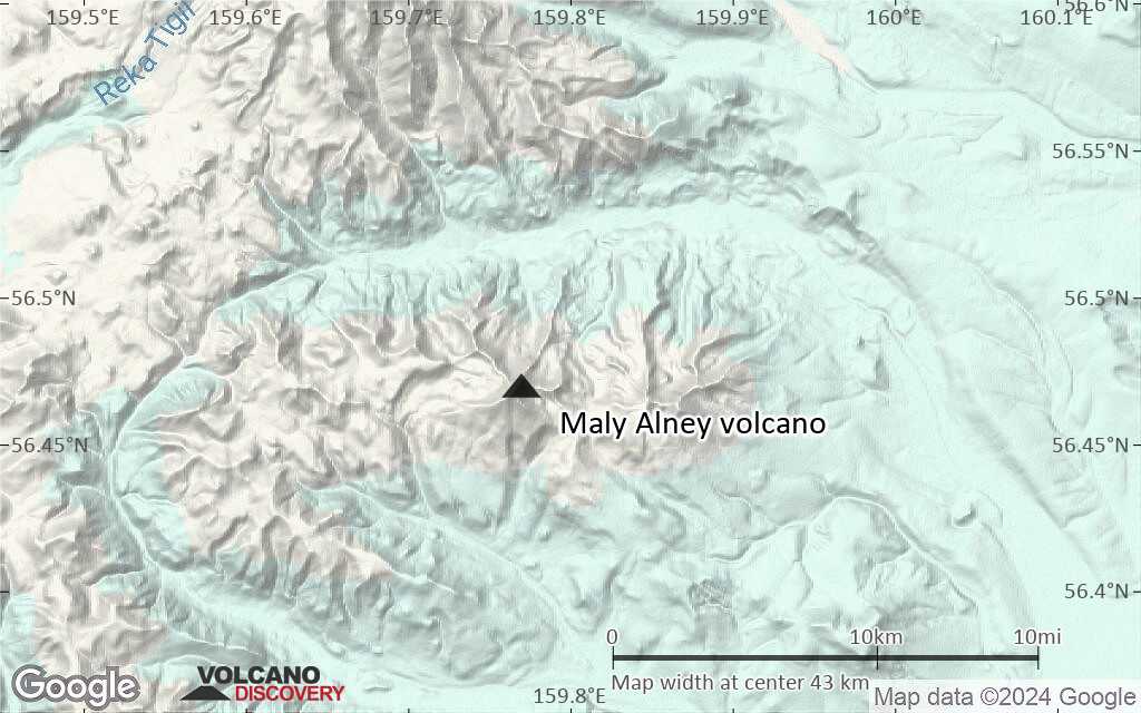 Terrain-type map of Maly Alney volcano (scale of 10s of km)