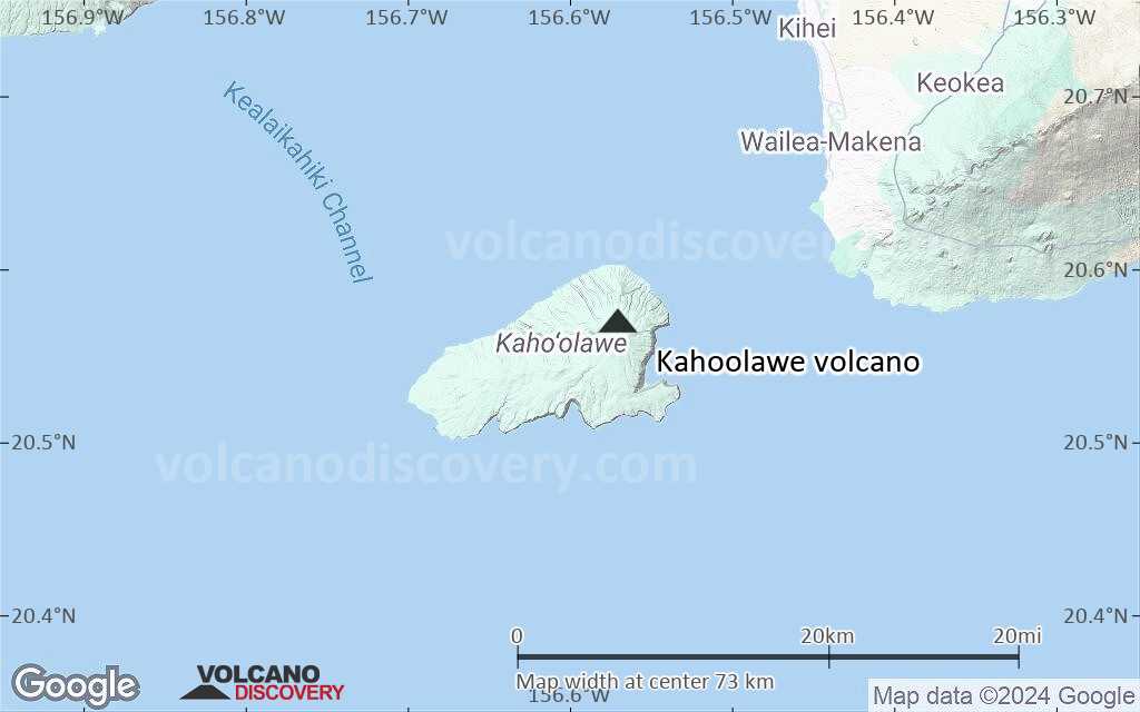 Terrain-type map of Kahoolawe volcano (scale of 10s of km)