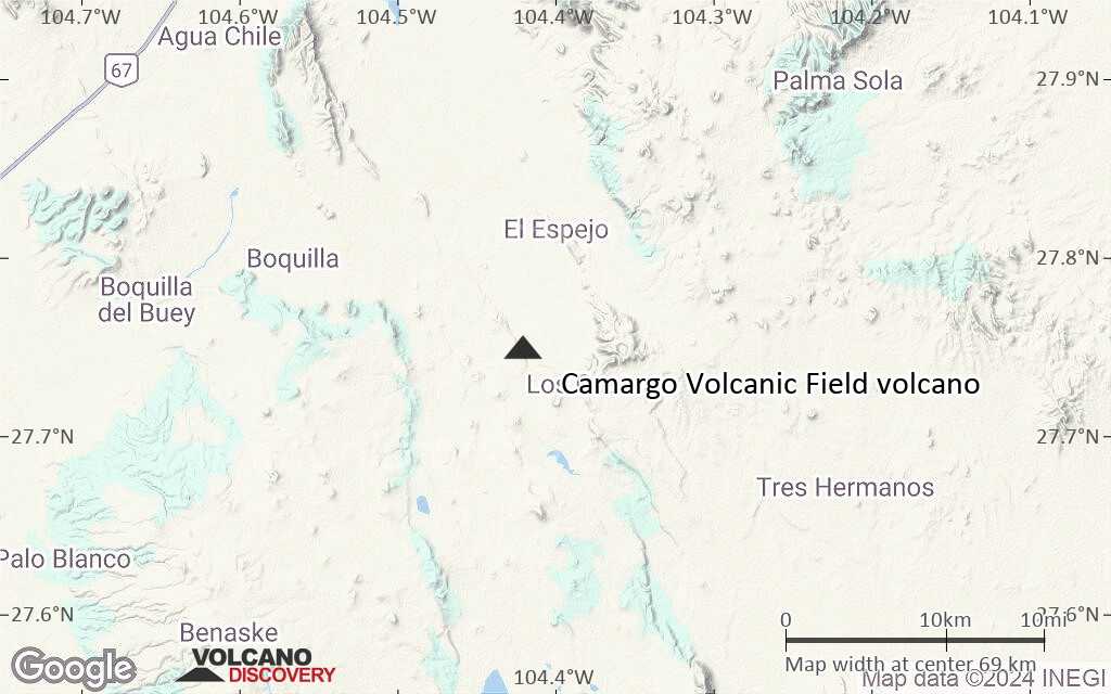 Terrain-type map of Camargo Volcanic Field volcano (scale of 10s of km)