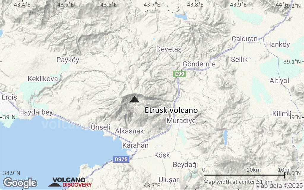 Terrain-type map of Etrusk volcano (scale of 10s of km)