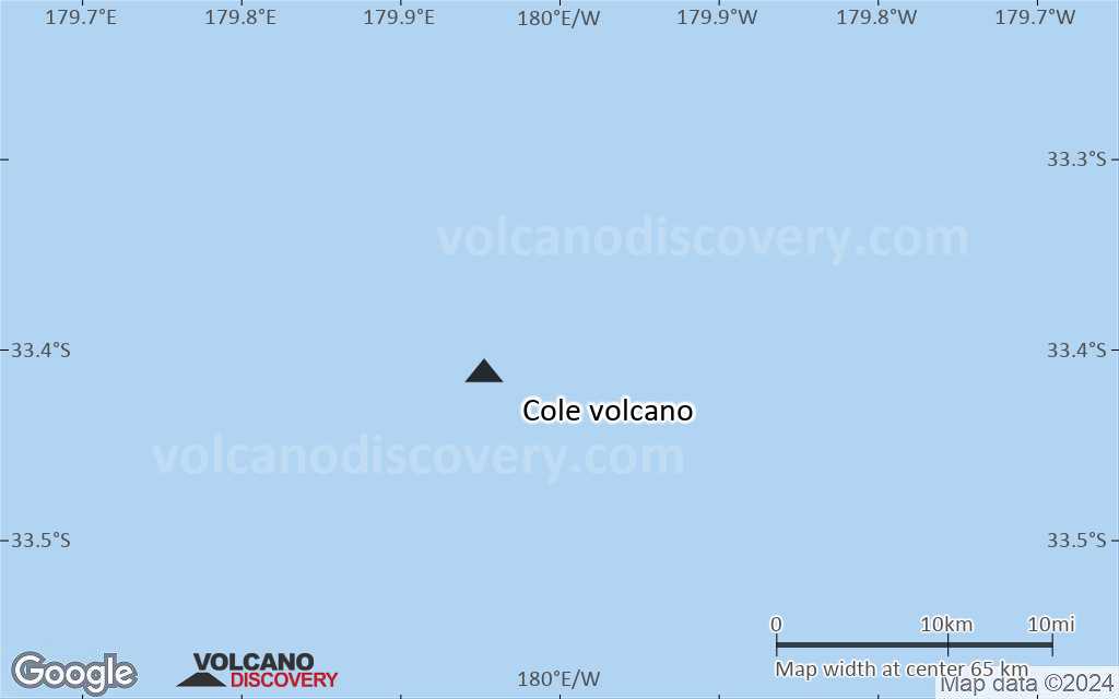 Terrain-type map of Cole volcano (scale of 10s of km)