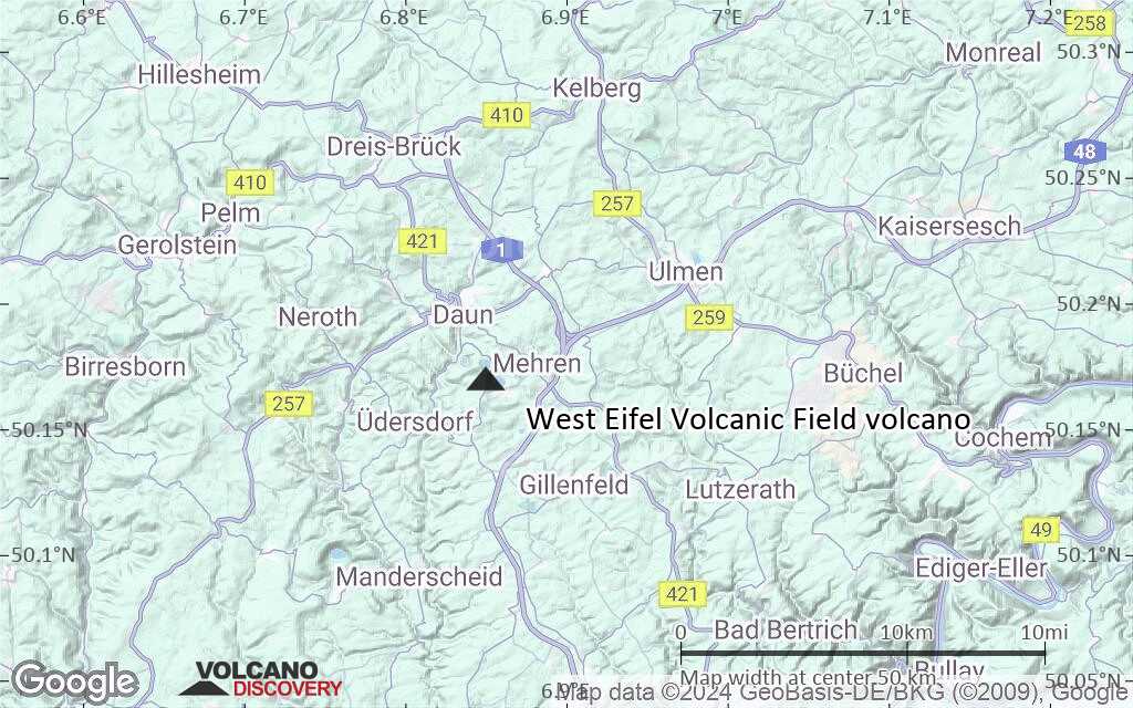 Terrain-type map of West Eifel Volcanic Field volcano (scale of 10s of km)