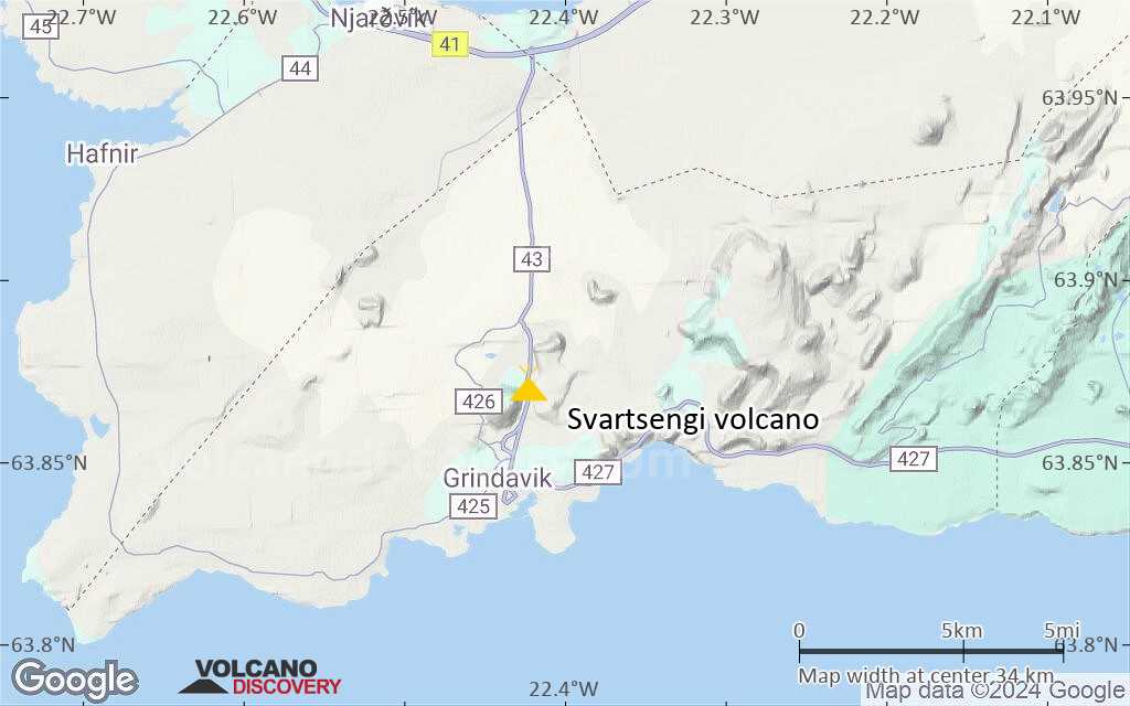 Terrain-type map of Svartsengi volcano (scale of 10s of km)