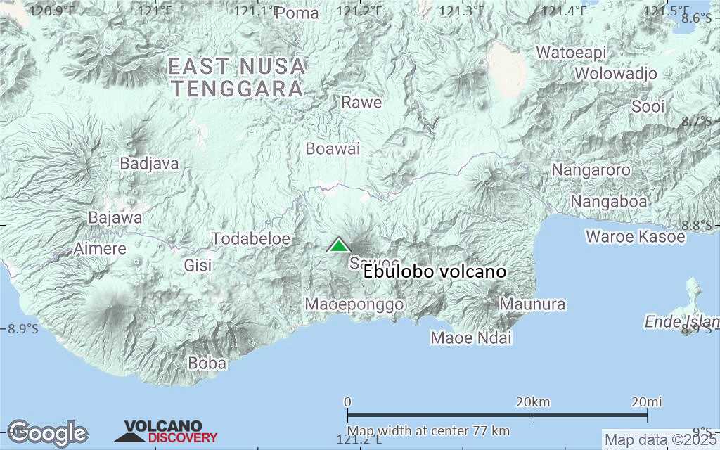 Terrain-type map of Ebulobo volcano (scale of 10s of km)
