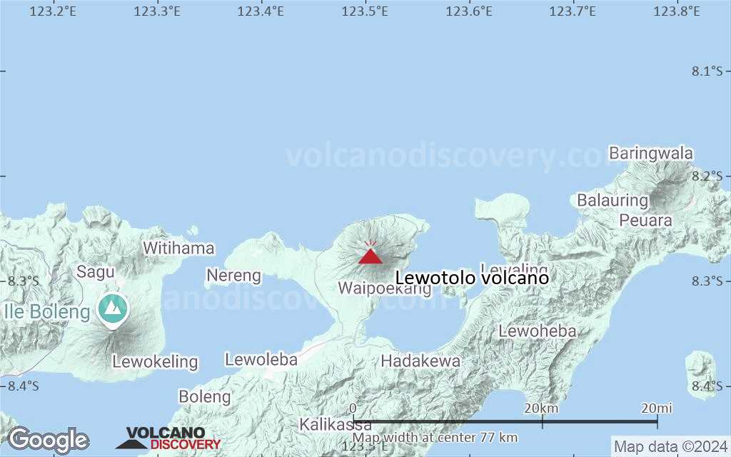 Terrain-type map of Lewotolo volcano (scale of 10s of km)