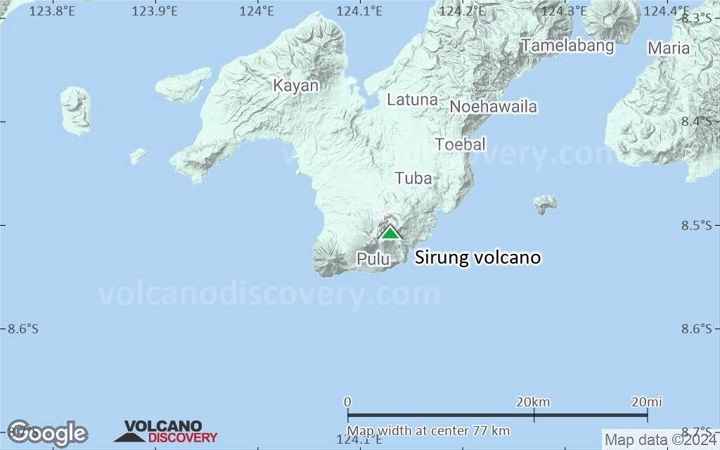 Terrain-type map of Sirung volcano (scale of 10s of km)