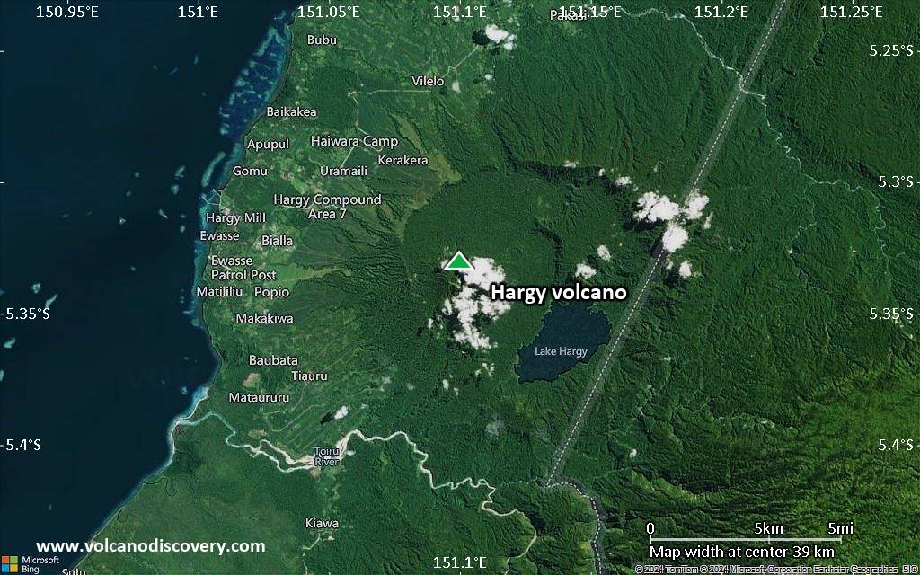 Satellite/aerial-type map of Hargy volcano (scale of 20-40 km)