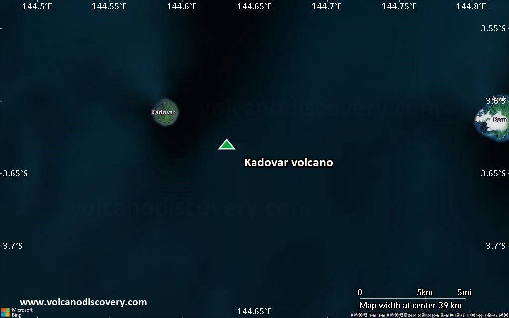 Satellite/aerial-type map of Kadovar volcano (scale of 20-40 km)