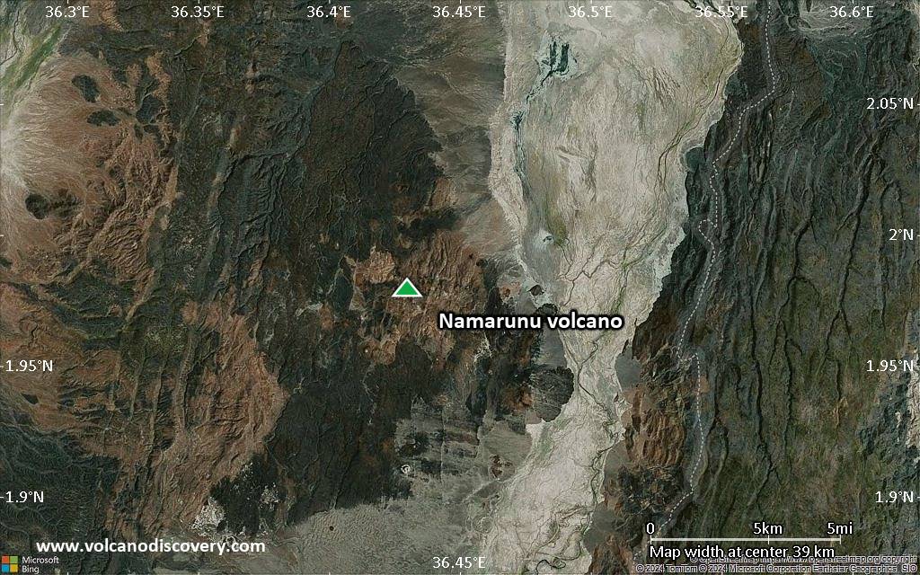Satellite/aerial-type map of Namarunu volcano (scale of 20-40 km)