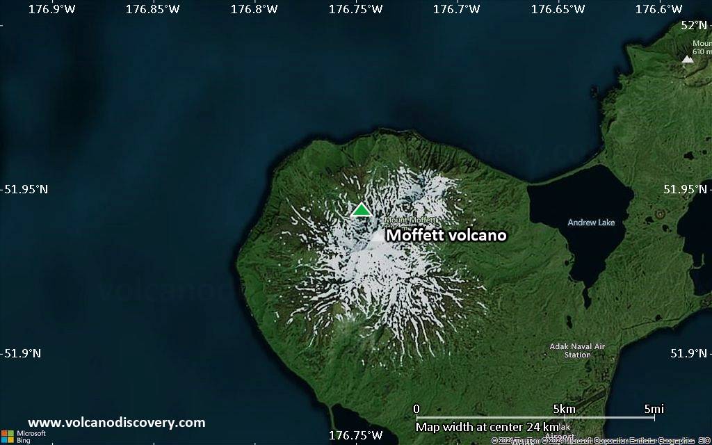 Satellite/aerial-type map of Moffett volcano (scale of 20-40 km)