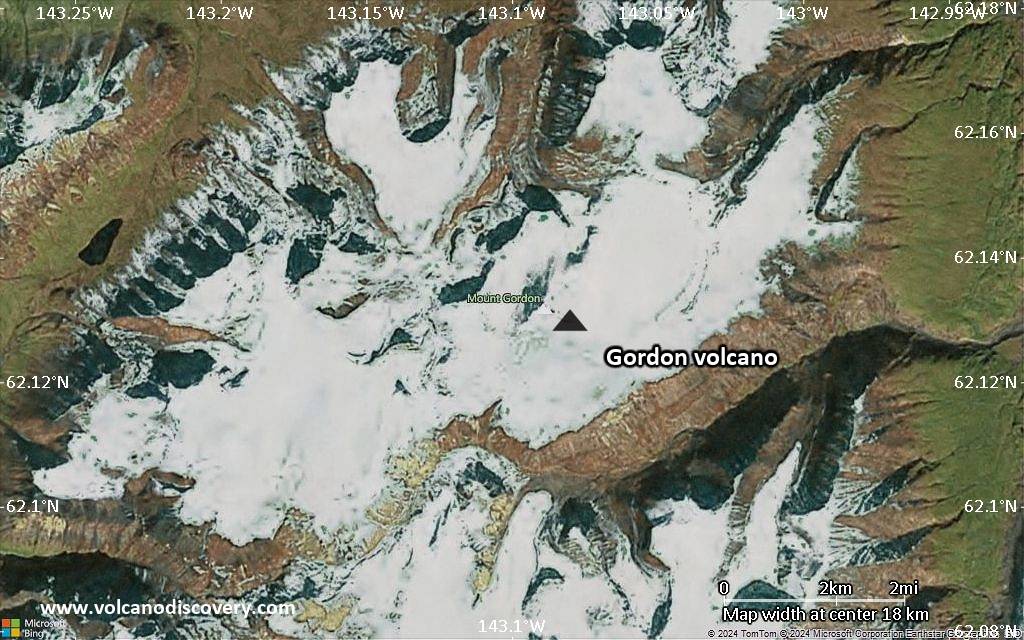 Satellite/aerial-type map of Gordon volcano (scale of 20-40 km)