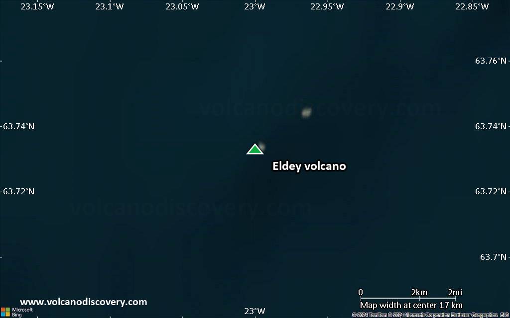 Satellite/aerial-type map of Eldey volcano (scale of 20-40 km)