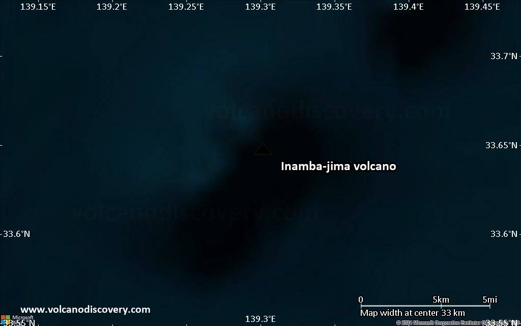 Satellite/aerial-type map of Inamba-jima volcano (scale of 20-40 km)