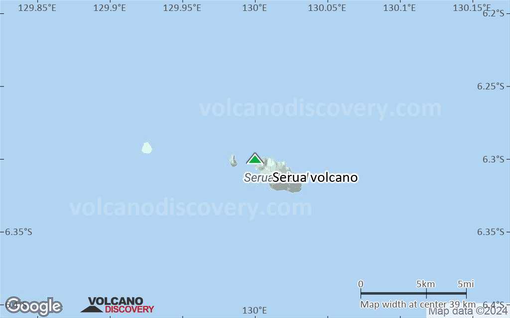 Terrain-type map of Serua volcano (scale of 20-40 km)