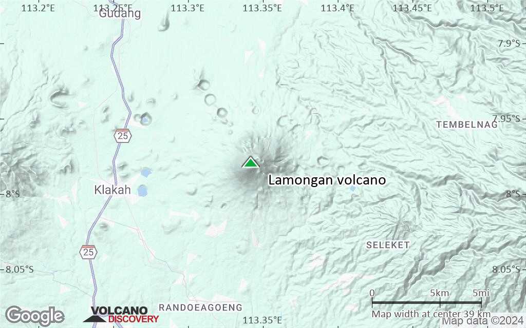 Terrain-type map of Lamongan volcano (scale of 20-40 km)
