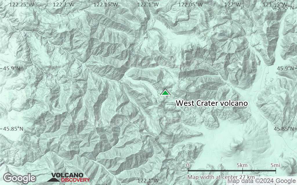 Terrain-type map of West Crater volcano (scale of 20-40 km)