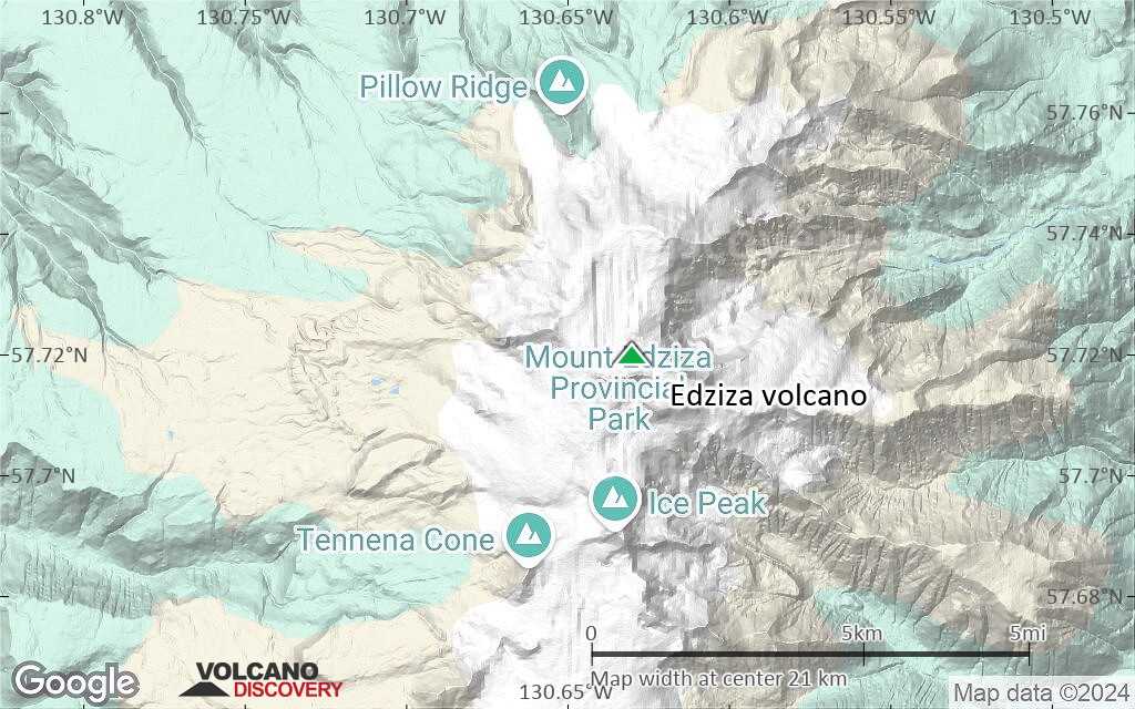 Terrain-type map of Edziza volcano (scale of 20-40 km)