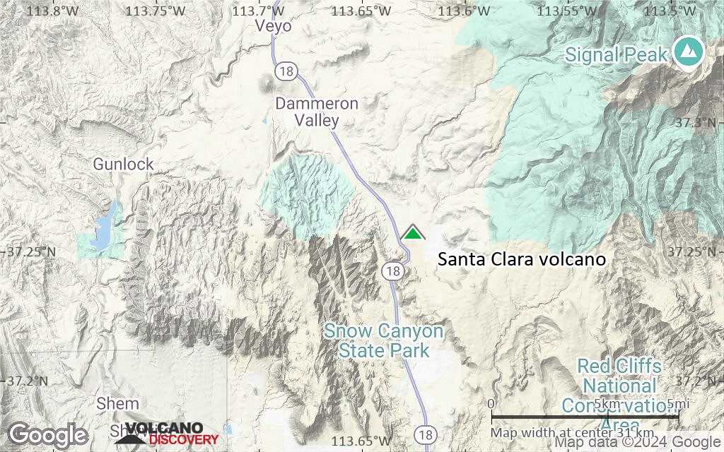Terrain-type map of Santa Clara volcano (scale of 20-40 km)