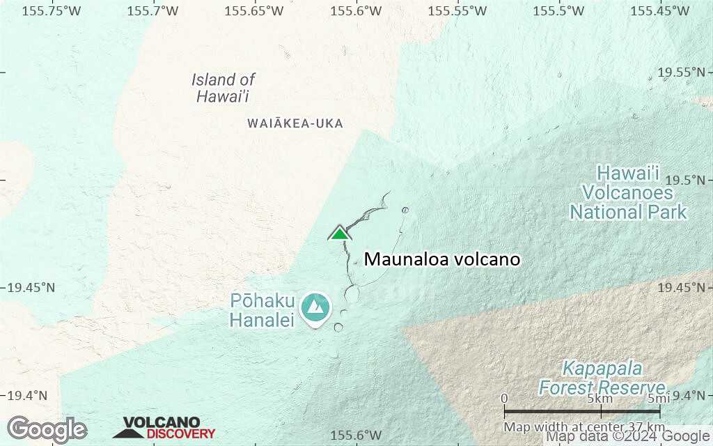 Terrain-type map of Maunaloa volcano (scale of 20-40 km)