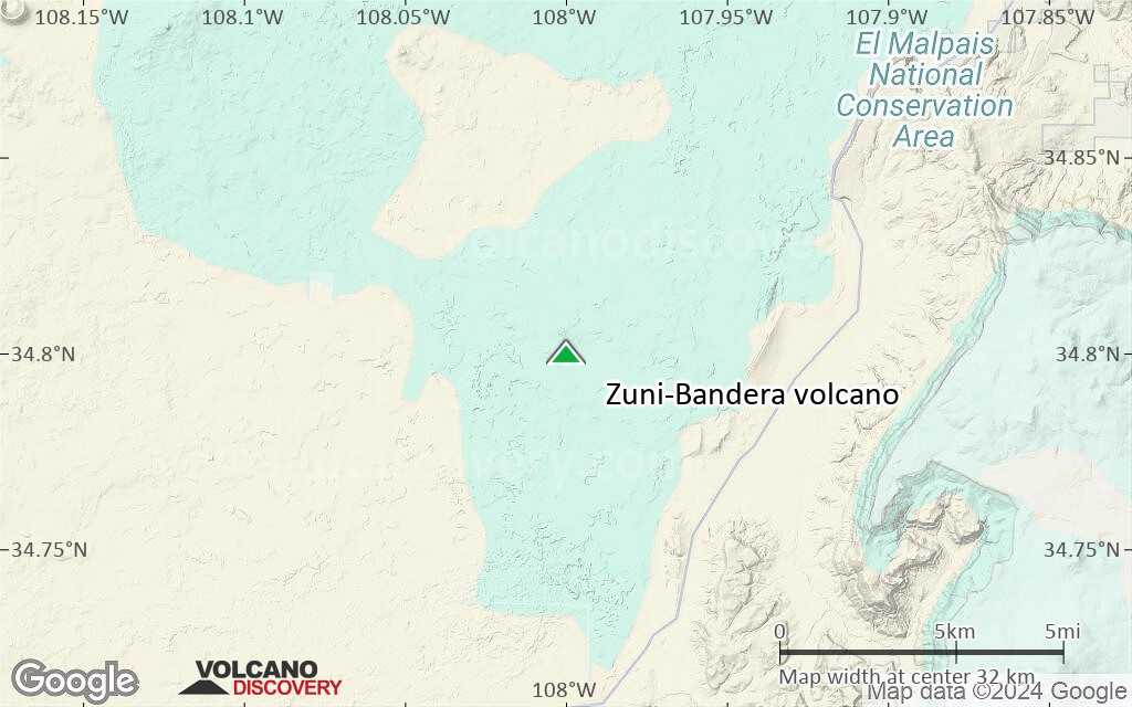Terrain-type map of Zuni-Bandera volcano (scale of 20-40 km)