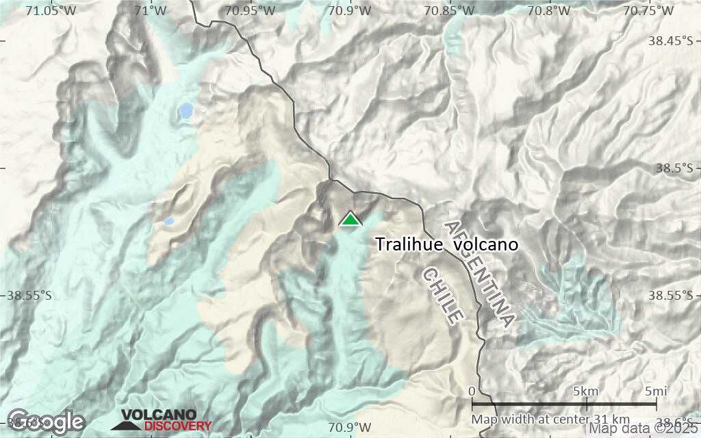Terrain-type map of Tralihue volcano (scale of 20-40 km)