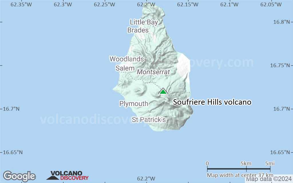 Terrain-type map of Soufriere Hills volcano (scale of 20-40 km)