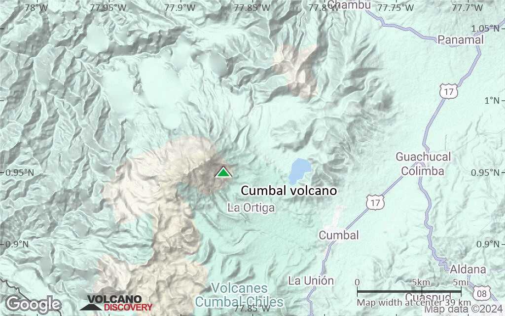 Terrain-type map of Cumbal volcano (scale of 20-40 km)