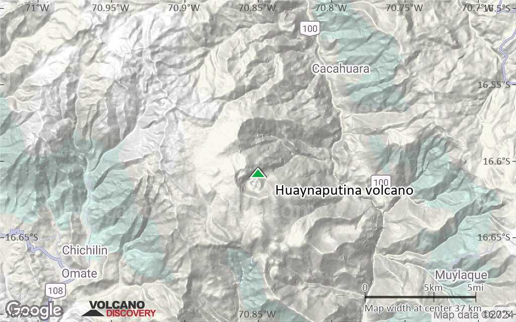Terrain-type map of Huaynaputina volcano (scale of 20-40 km)