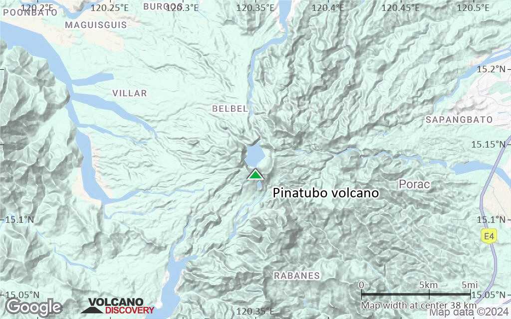 Terrain-type map of Pinatubo volcano (scale of 20-40 km)