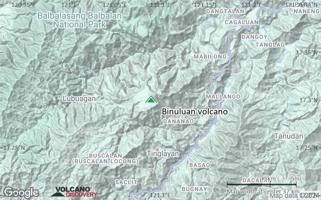 Terrain-type map of Binuluan volcano (scale of 20-40 km)