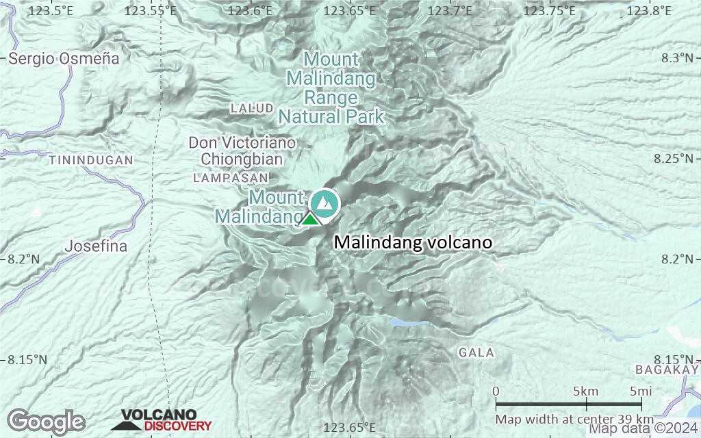 Terrain-type map of Malindang volcano (scale of 20-40 km)