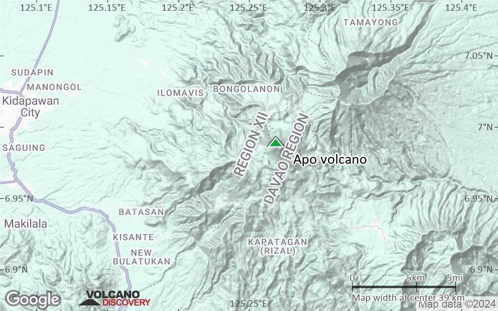 Terrain-type map of Apo volcano (scale of 20-40 km)