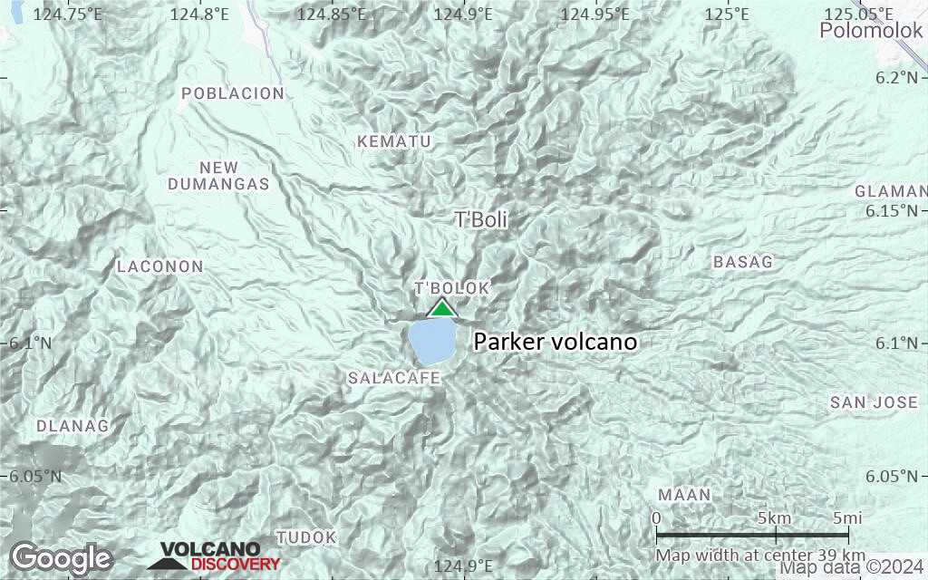 Terrain-type map of Parker volcano (scale of 20-40 km)
