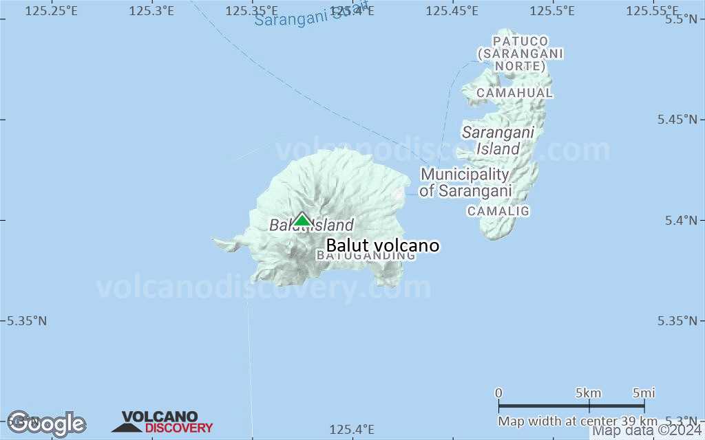 Terrain-type map of Balut volcano (scale of 20-40 km)