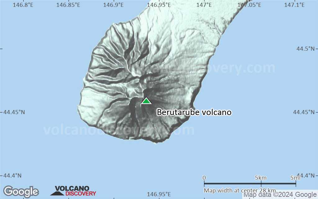 Terrain-type map of Berutarube volcano (scale of 20-40 km)