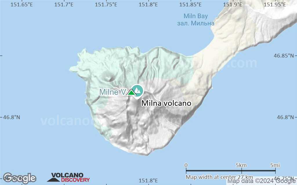 Terrain-type map of Milna volcano (scale of 20-40 km)