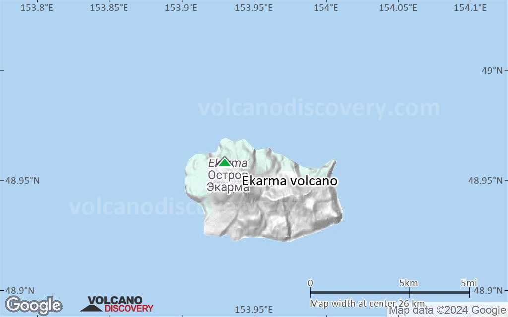 Terrain-type map of Ekarma volcano (scale of 20-40 km)