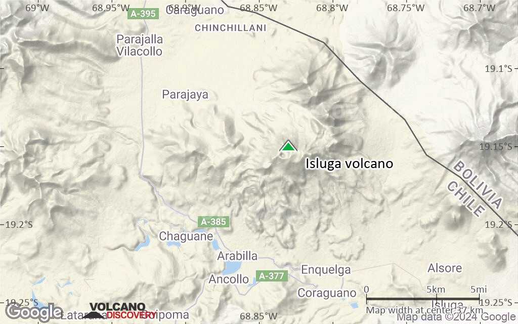 Terrain-type map of Isluga volcano (scale of 20-40 km)