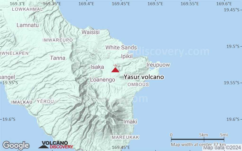 Terrain-type map of Yasur volcano (scale of 20-40 km)