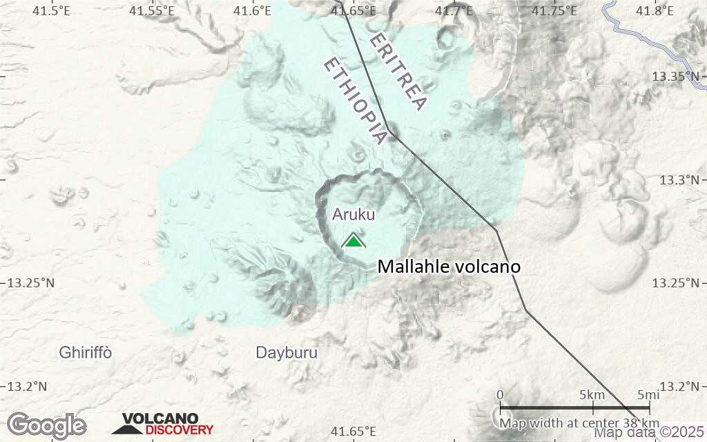 Terrain-type map of Mallahle volcano (scale of 20-40 km)