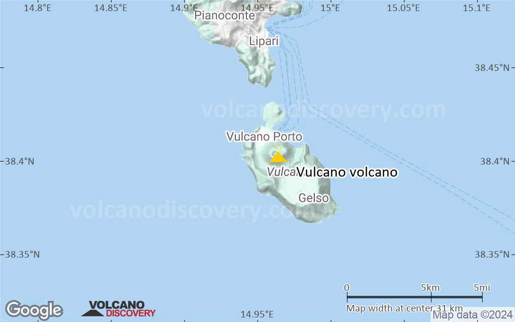 Terrain-type map of Vulcano volcano (scale of 20-40 km)
