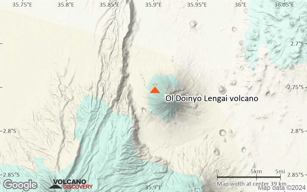 Terrain-type map of Ol Doinyo Lengai volcano (scale of 20-40 km)