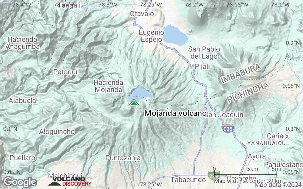 Terrain-type map of Mojanda volcano (scale of 20-40 km)
