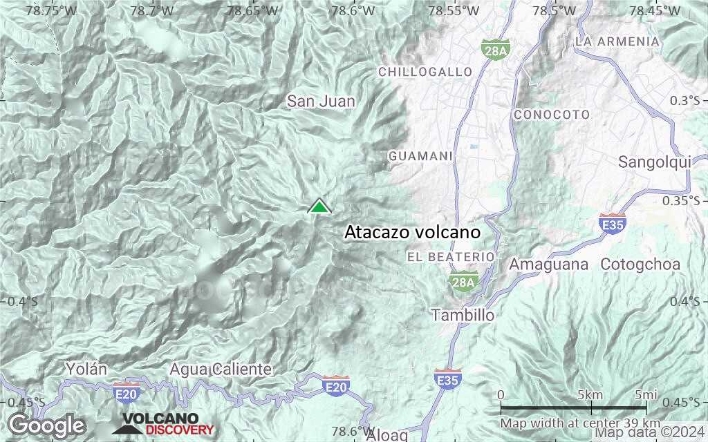 Terrain-type map of Atacazo volcano (scale of 20-40 km)
