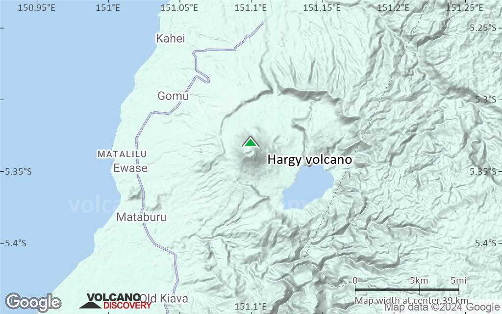 Terrain-type map of Hargy volcano (scale of 20-40 km)