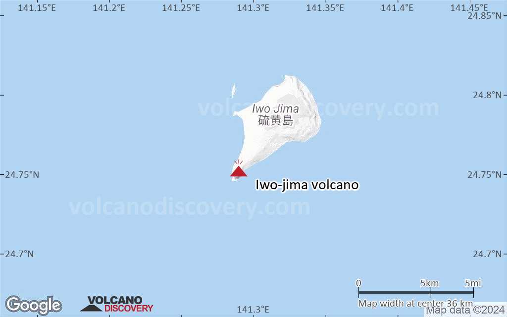 Terrain-type map of Iwo-jima volcano (scale of 20-40 km)